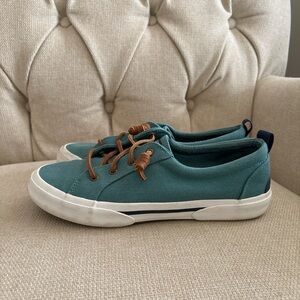 Sperry Teal Sneakers with Tan Laces